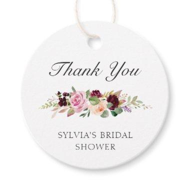 Thank You Moody Plum Floral Bridal Shower Favor Tags