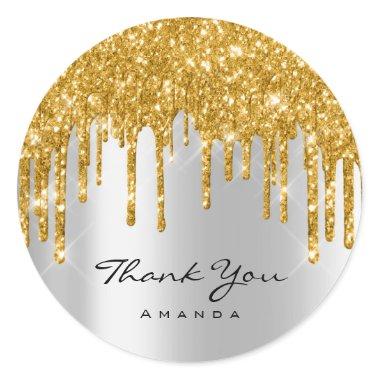 Thank You Name 16th Bridal Shower Gold Silver Classic Round Sticker