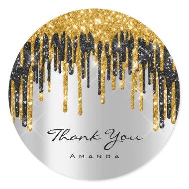 Thank You Name 16th Bridal Shower Gold Silver Classic Round Sticker