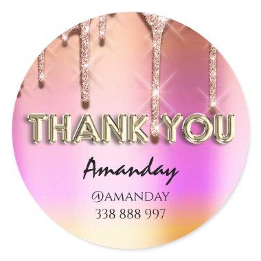 thank you Name Drips Rose Instagra Pink Gold Drips Classic Round Sticker