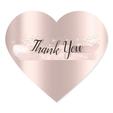 Thank You Name Rose Blush  Wedding Heart Sticker