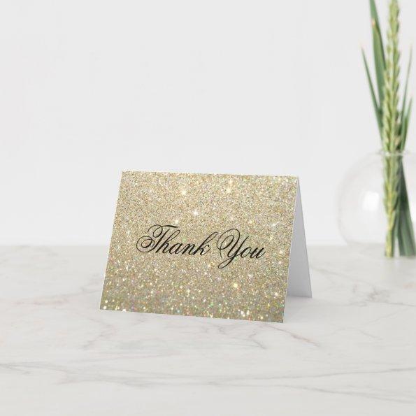 Thank You Note Invitations - Gold Glitter Fab