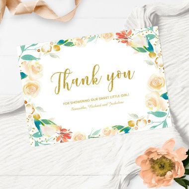 Thank You Peach Floral Wreath Baby Shower