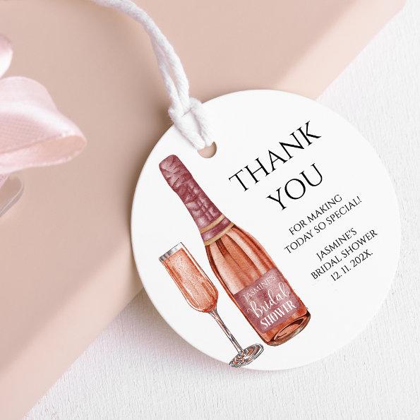 Thank you Petals and Prosecco Bridal Shower Favor Tags