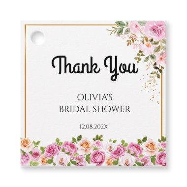 Thank you Petals and Prosecco Floral BridalShower Favor Tags