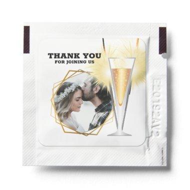 Thank you photo bridal couple glass bubbly sparkle hand sanitizer packet