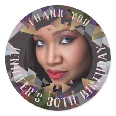 Thank You PHOTO Stickers Mauve Taupe Polygon