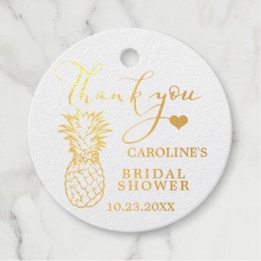 THANK YOU Pineapple Gold Foil Beach Bridal Shower Foil Favor Tags