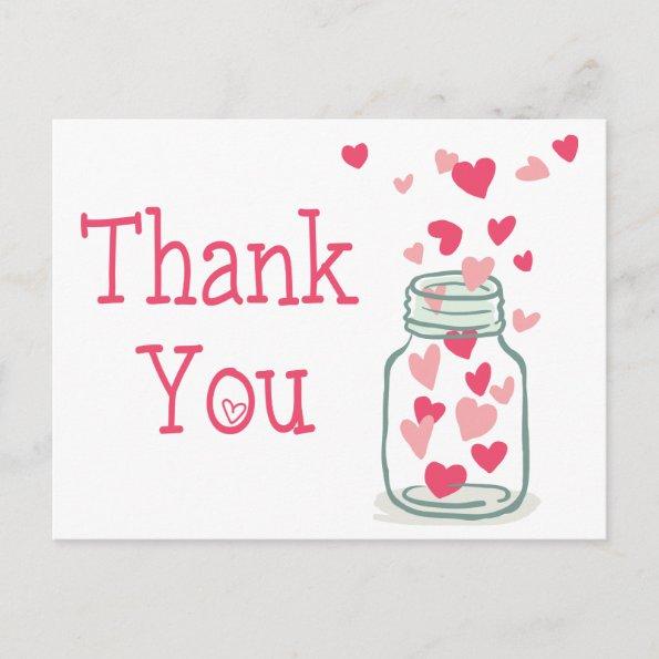 Thank You Pink Hearts Vintage Mason Jar Love PostInvitations