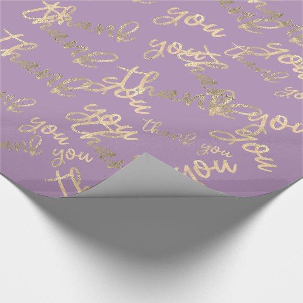 Thank You Purple Gold Wedding Birthday Favor Wrapping Paper