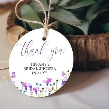 Thank You Purple Wildflower Bridal Shower Favor Tags
