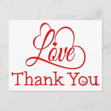 Thank You Red And White Love Hearts Wedding PostInvitations