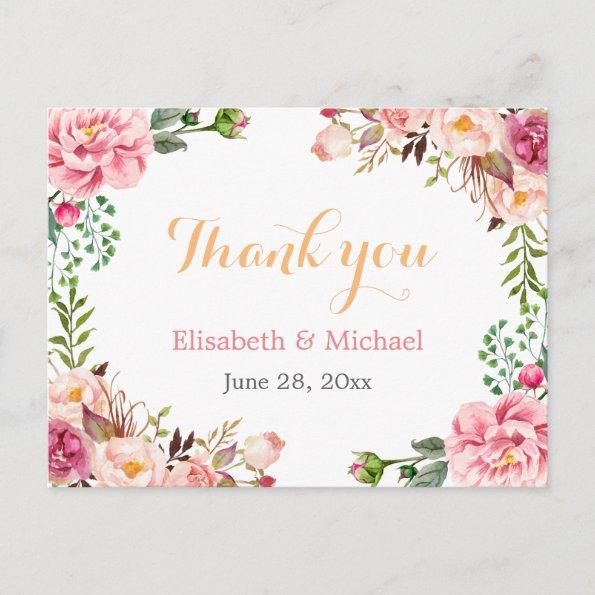 Thank You - Romantic Chic Floral Wrapped PostInvitations
