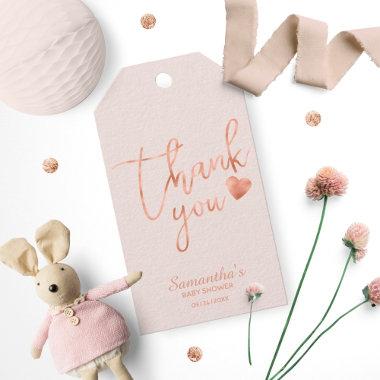 Thank You Rose Gold Foil Pink Blush Favor Gift Tags