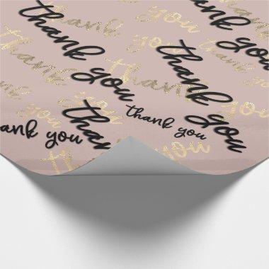 Thank You Royal Ivory Gold Caligraphy Script Favor Wrapping Paper