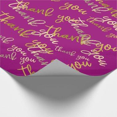 Thank You Script Mermaid Gold Wedding Favor Pink Wrapping Paper