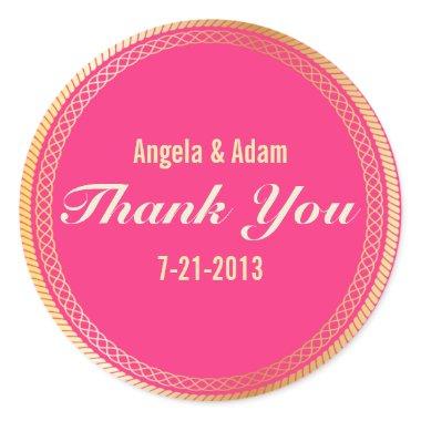 Thank You Stickers in Gold and Pink