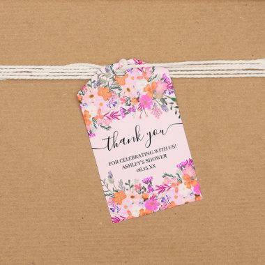 Thank you typography pastel meadow wild flowers gift tags