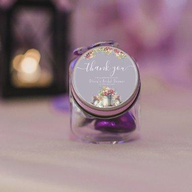 Thank You Typography Spring Flowers Bridal Shower Classic Round Sticker