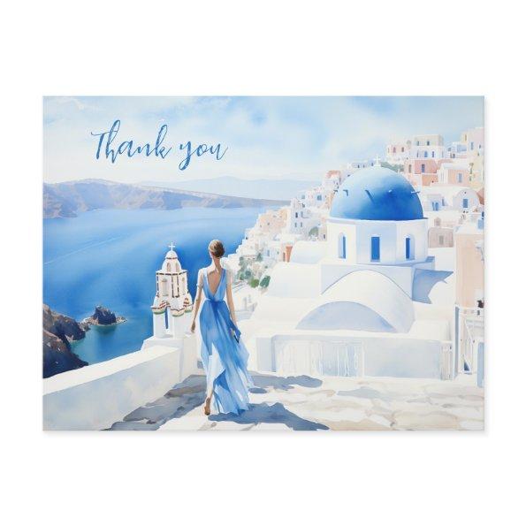 Thank you Watercolor, Blue color, Santorini, Post