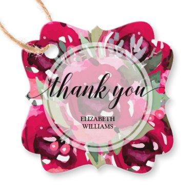 Thank You Watercolor Flowers Favor Tags