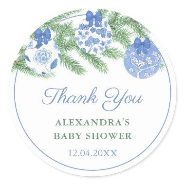 Thank You Watercolor Holidays Baubles Shower Favor Classic Round Sticker