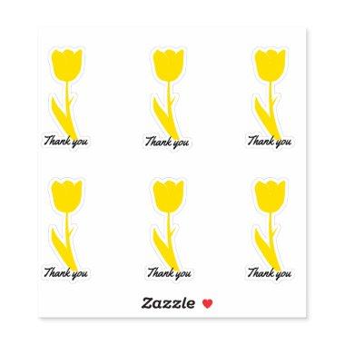 Thank You Yellow Tulips Floral Weddings Party Sticker