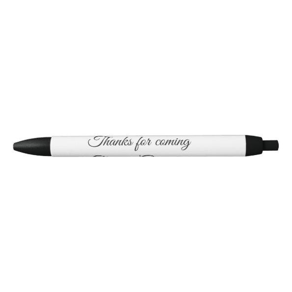 thanks for coming add name text message black ink pen
