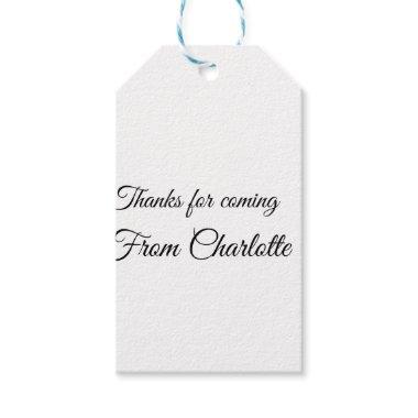 thanks for coming add name text message gift tags
