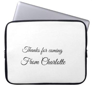 thanks for coming add name text message laptop sleeve