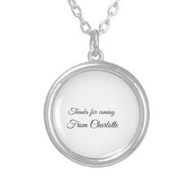 thanks for coming add name text message silver plated necklace