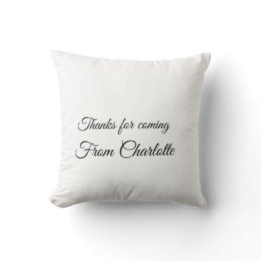 thanks for coming add name text message throw pillow