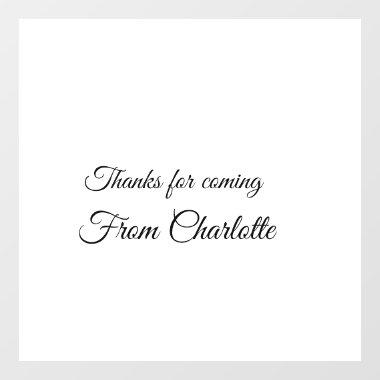 thanks for coming add name text message window cling