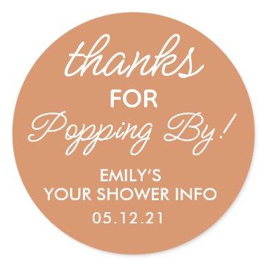 Thanks for Popping By Baby Shower Favor Stickers