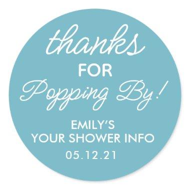 Thanks for Popping By Baby Shower Favor Stickers