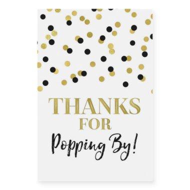 Thanks for Popping by Black Purple Confetti Food Label