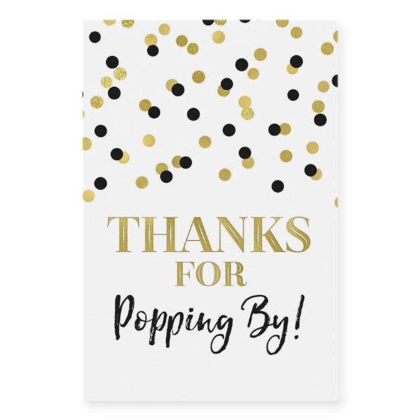 Thanks for Popping by Black Purple Confetti Food Label