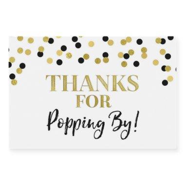 Thanks for Popping by Gold Black Confetti Food Label