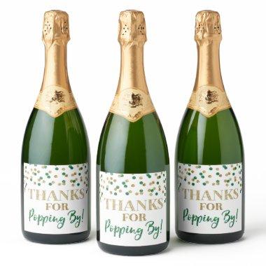Thanks for Popping by Green Confetti Sparkling Wine Label
