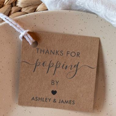 Thanks for Popping By Tags, Wedding Tag, Kraft Favor Tags