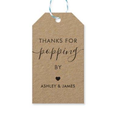 Thanks for Popping By Tags, Wedding Tag, Kraft Gift Tags