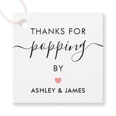 Thanks for Popping By Tags, Wedding Tag, Pink Favor Tags