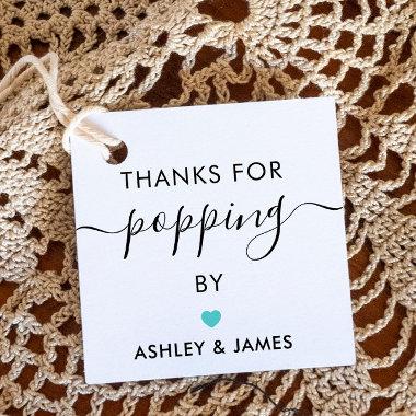 Thanks for Popping By Tags, Wedding Turquoise Favor Tags