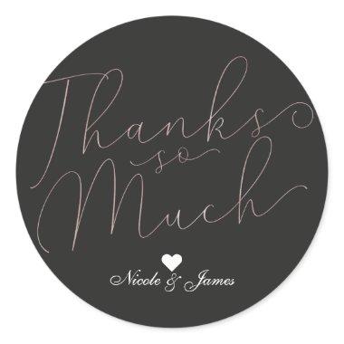 Thanks So Much Thank You Thin Rose Gold Script Classic Round Sticker