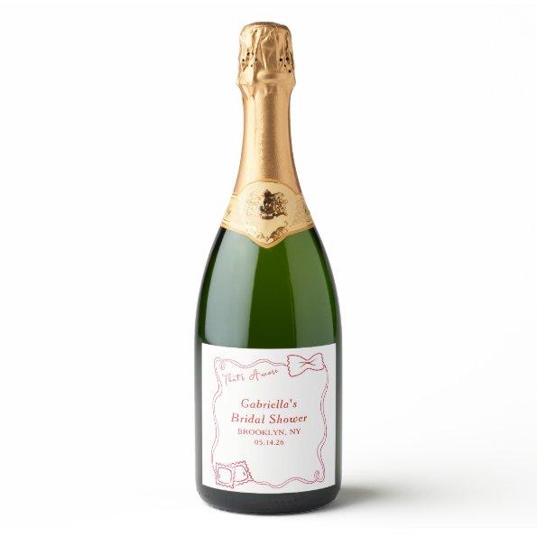 That's Amore Hand Drawn Pasta Italy  Sparkling Wine Label