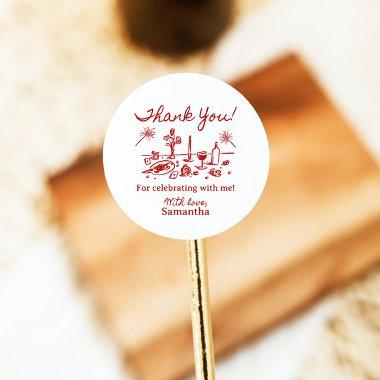 That's Amore Illustrated Thank You Classic Round Sticker