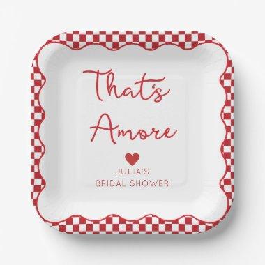 "That's Amore" Italian  Red Checkered Paper Plates