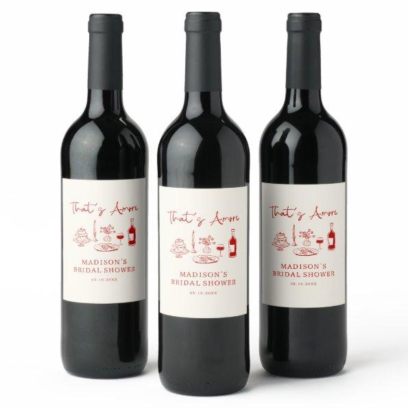 That's Amore Italian Red Hand Drawn Wine Label