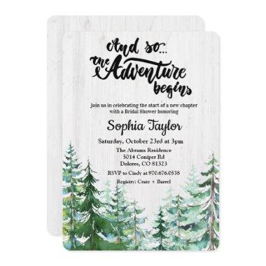 The Adventure Begins Bridal Shower Invitations