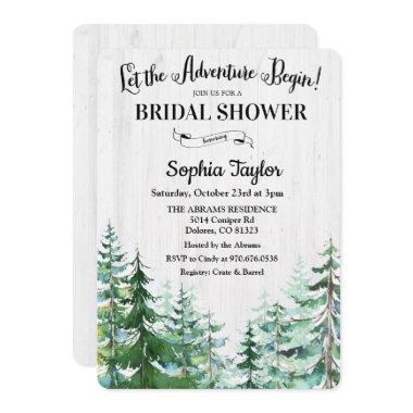 The Adventure Begins Bridal Shower Invitations